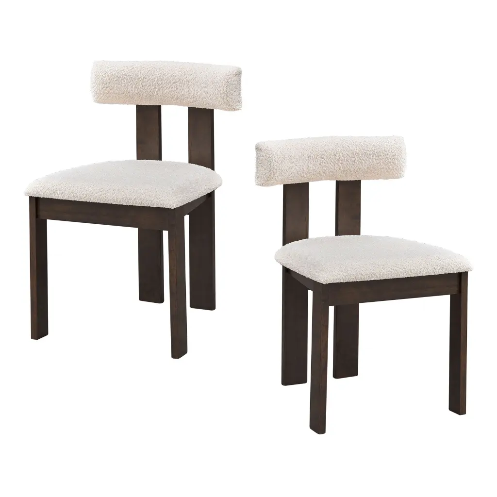 Wooden Dining Chairs Set 2 Modern Boucle Upholstered Kitchen Side Chairs justone