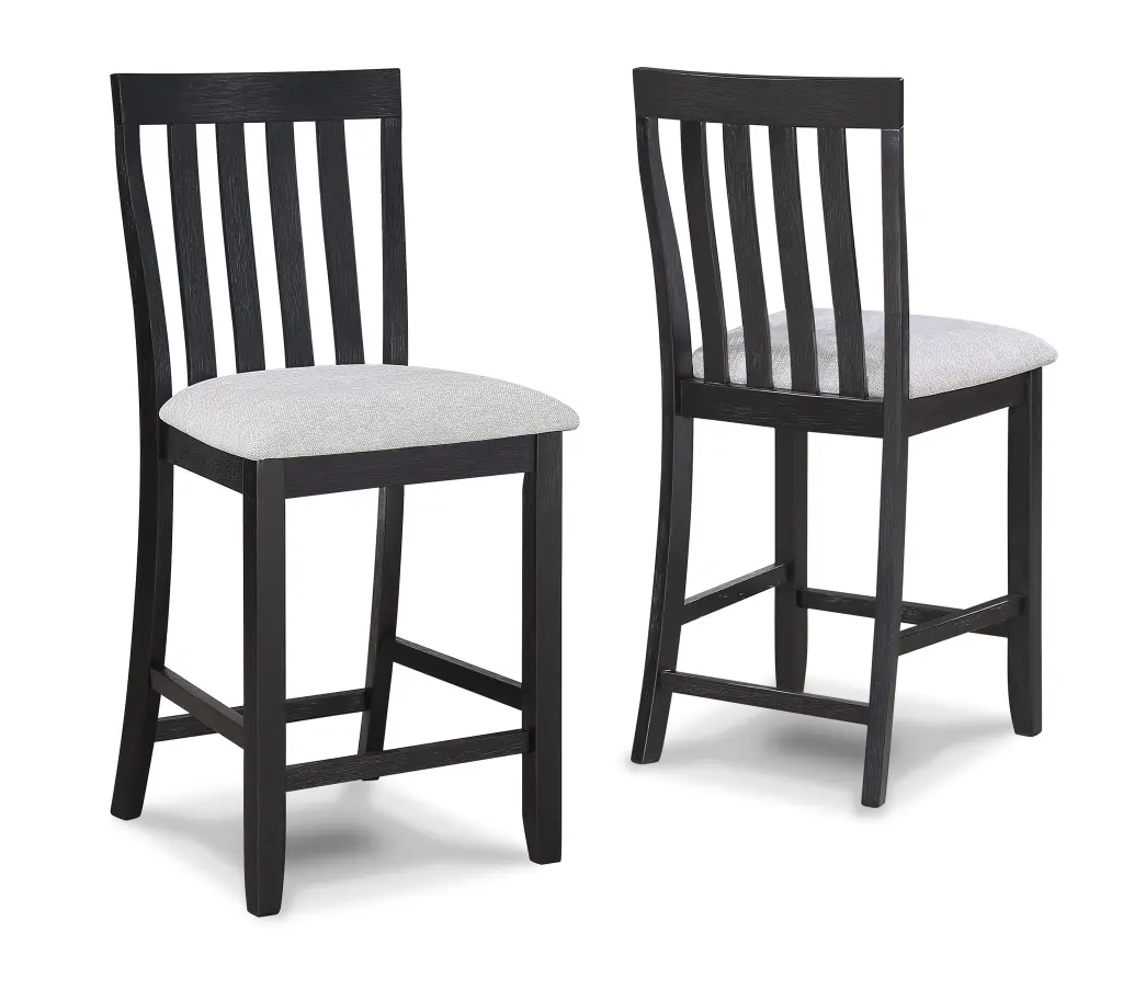 2Pc Black Light Gray Counter Height Chair Slat Back Timberen Dining Room Set kanepe