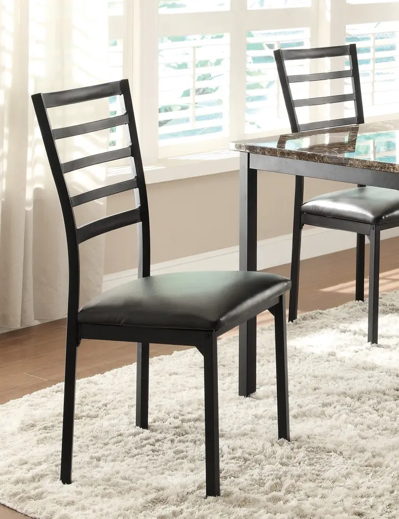 Black Side Chairs Set 4 Metallic Frame Dining Chairs kanepe