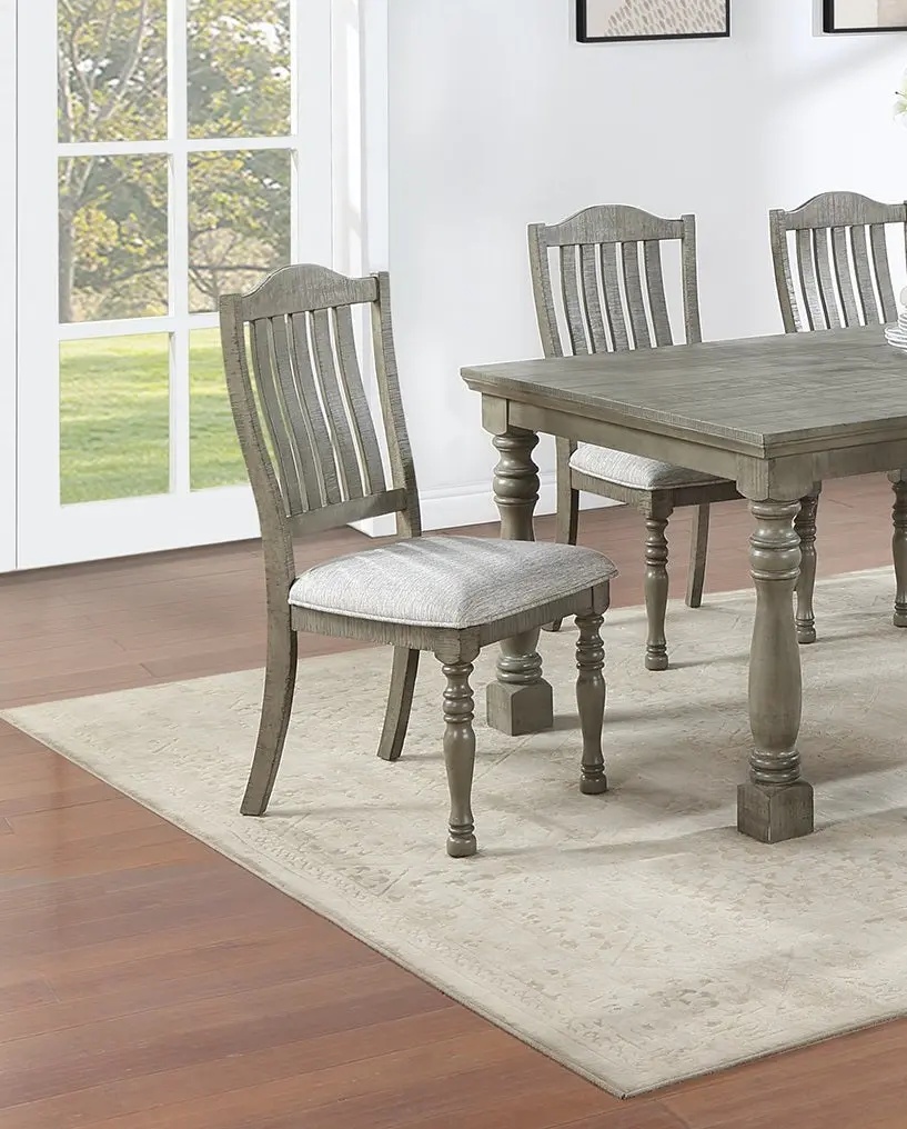 Classic Light Grey Plush Upholstered Cushion Chairs Set 2Pc Dining Room kanepe