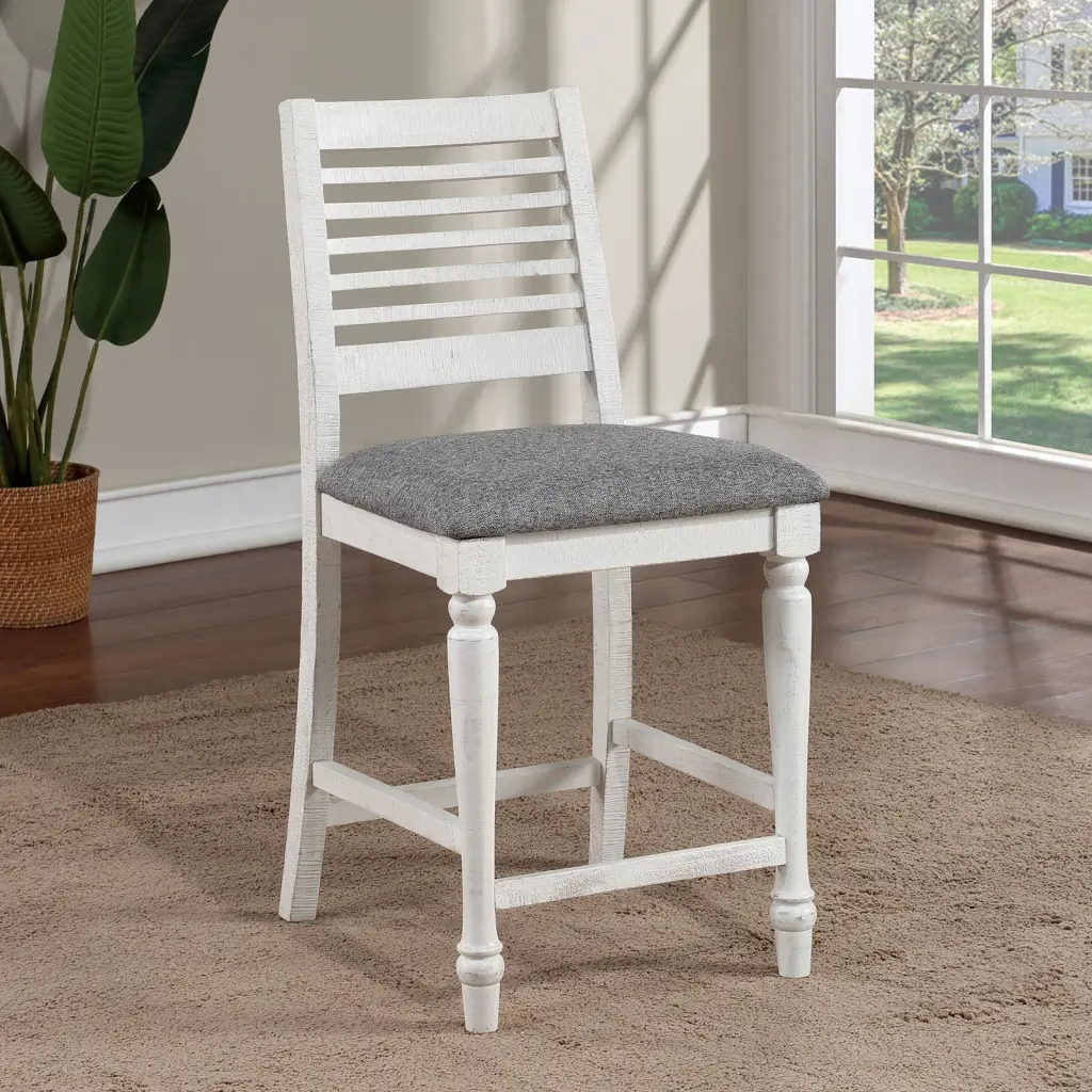Majestic Rustic Counter Height 2Pc Dining Chairs Antique White kanepe