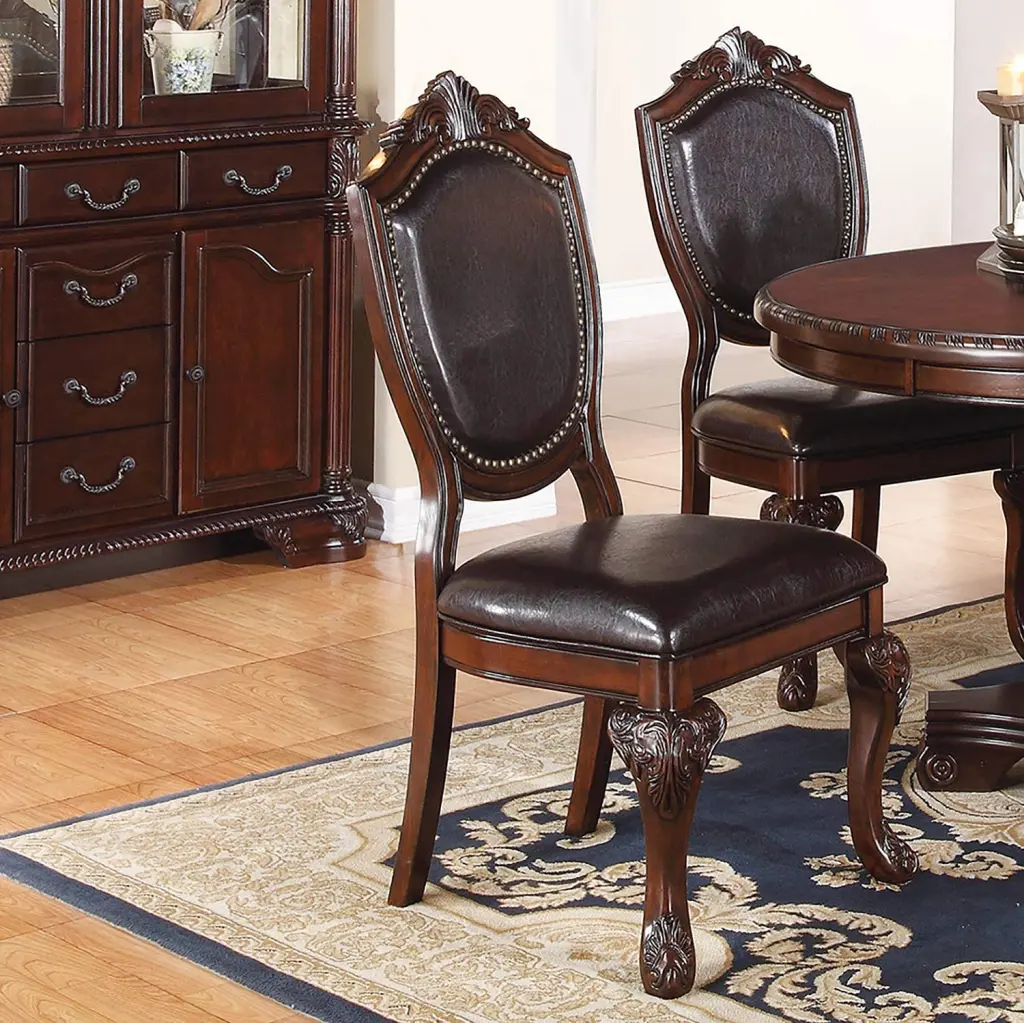 Royal Majestic Formal Set 2 Side Chairs Brown Hue Elastomerwood Dining Chairs kanepe