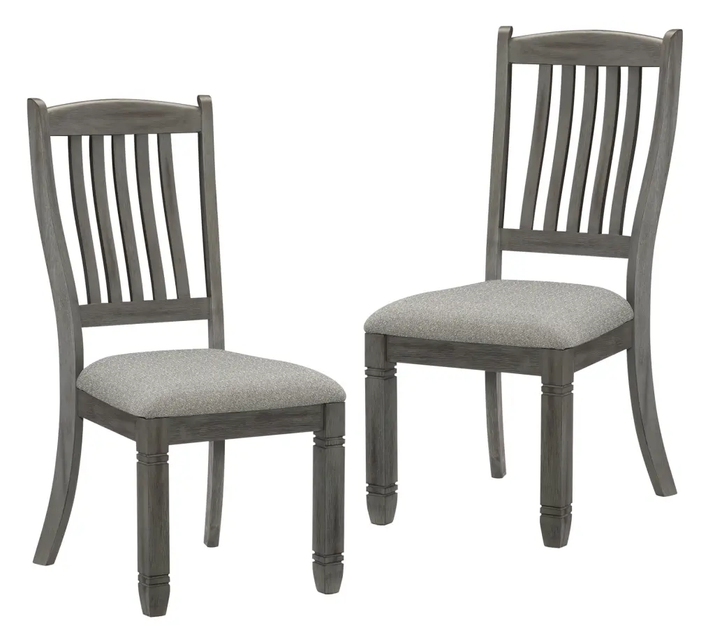 Set 2 Casual Dining Height Side Chairs Antique Gray Wood Frame - Upholstered Seating kanepe