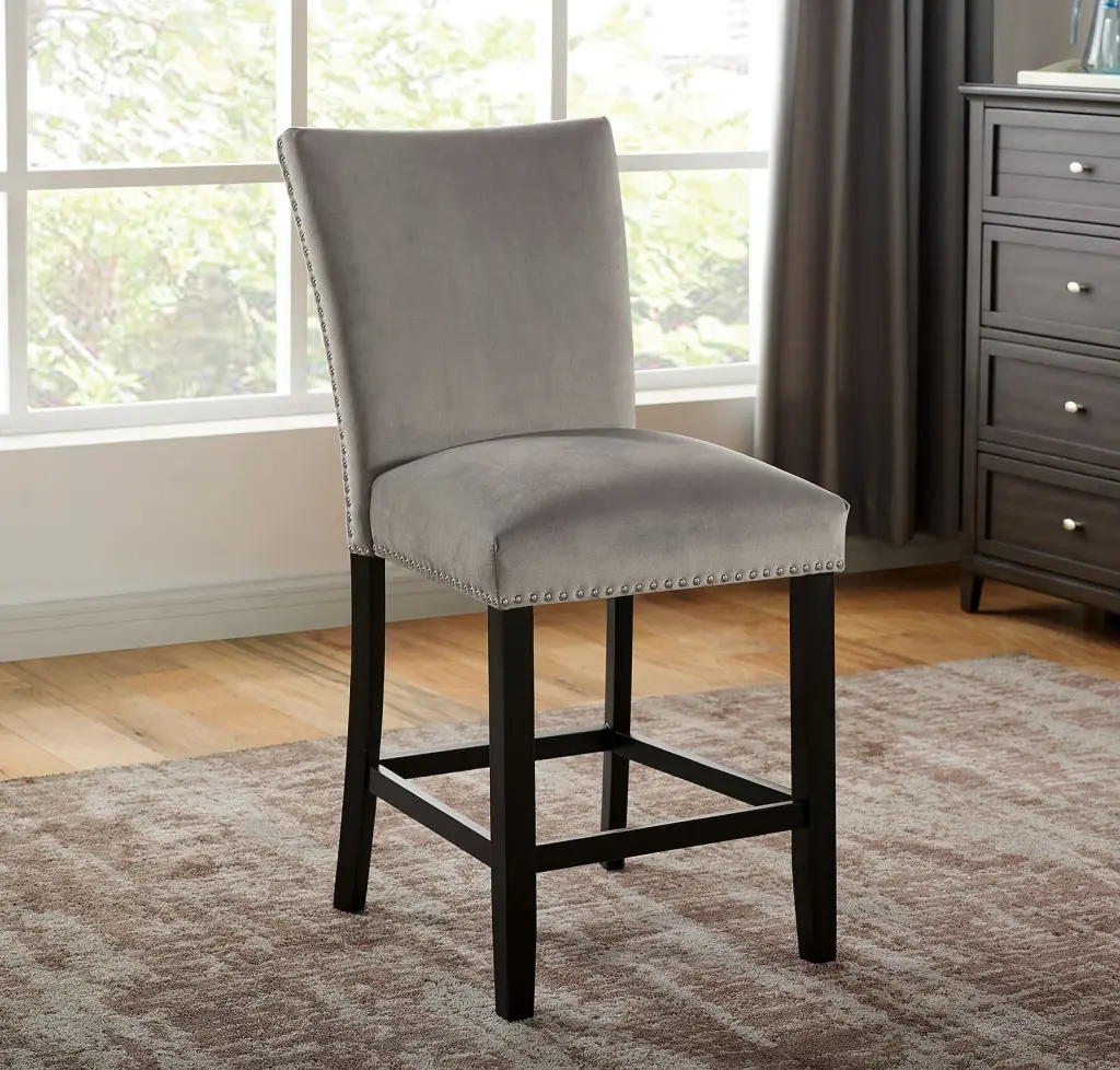 Set 2 Counter Height Chairs Dining Room Home Decor Gray kanepe