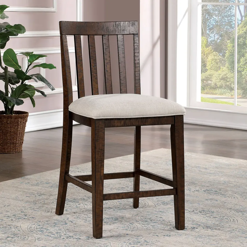 Set 2 Counter Height Chairs Rustic Oak Beige Dining Room kanepe