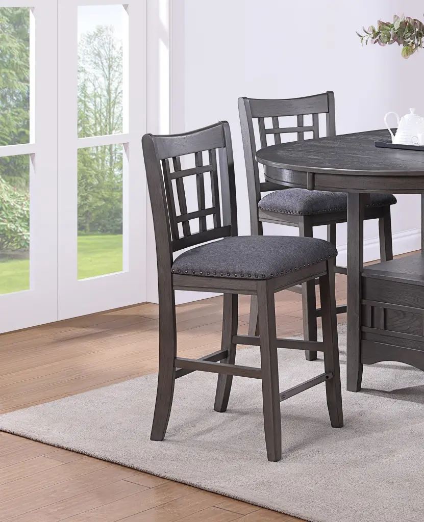 Set 2 Gray Solid Timber Counter Height Dining Chairs Home Decor kanepe