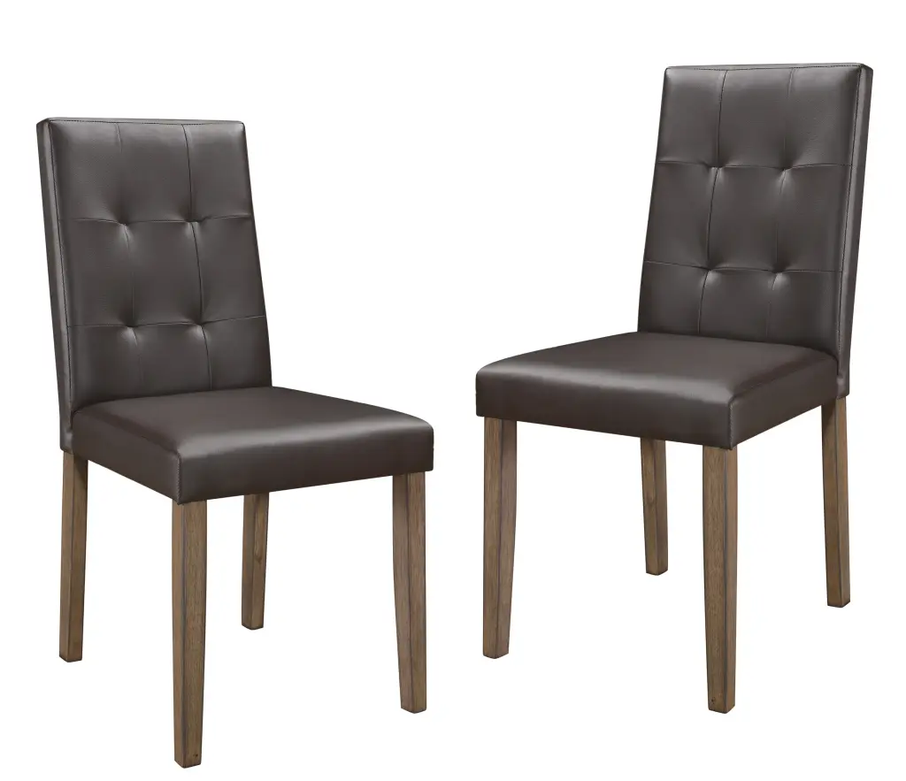 Side Chairs 2Pc Set Walnut Brown Finish Timber Frame Faux Hide Back Dining Chairs kanepe