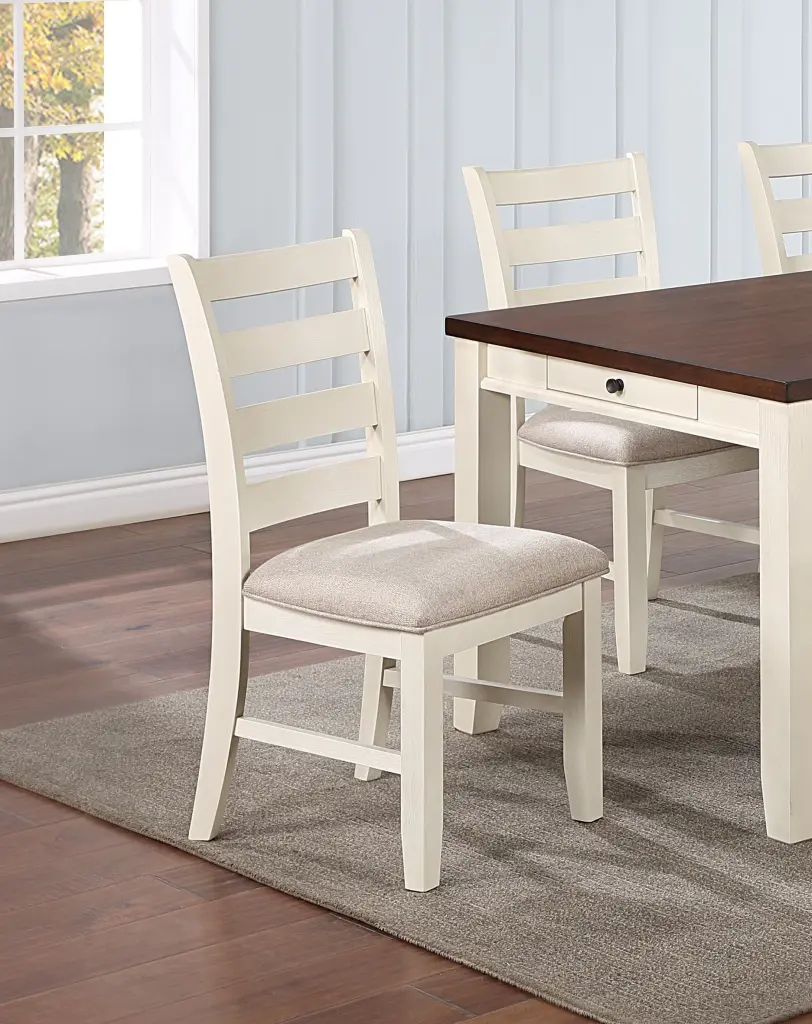 White Classic 2Pcs Dining Chairs Set Elastomerwood Beige Material Cushion Seats kanepe