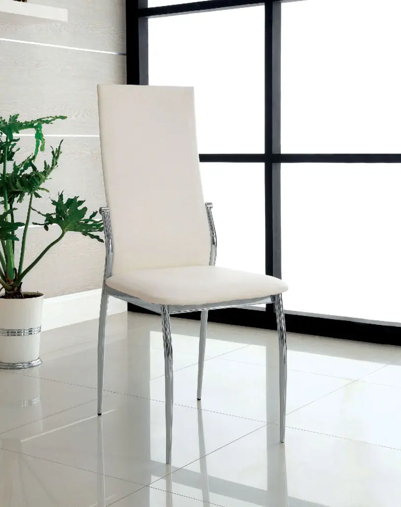 White Hue 2Pcs Dining Chairs Chrome Legs Dining Room or Side Chairs kanepe