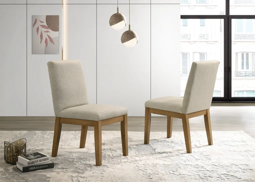 Jasper Set 2 Driftwood Finish Contemporary Beige Dining Chairs 19 Inch Wide lilola home