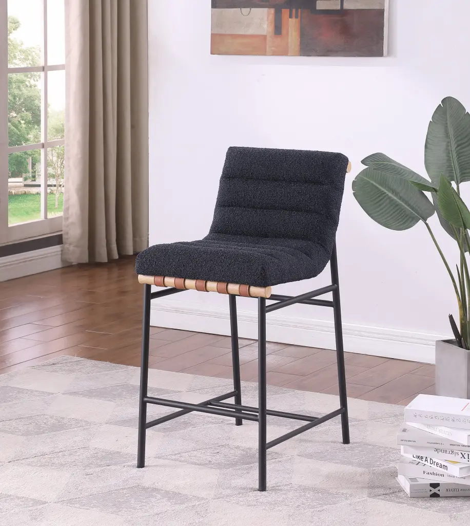 Lahni 17.75 Inch Black Boucle Counter Height Chair Modern Design lilola home