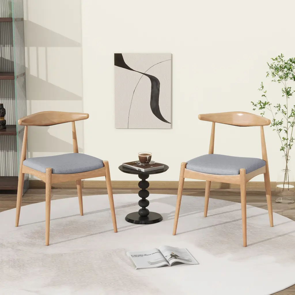 Set 2 Gray Material Chairs Dining or Living Room nh-bo