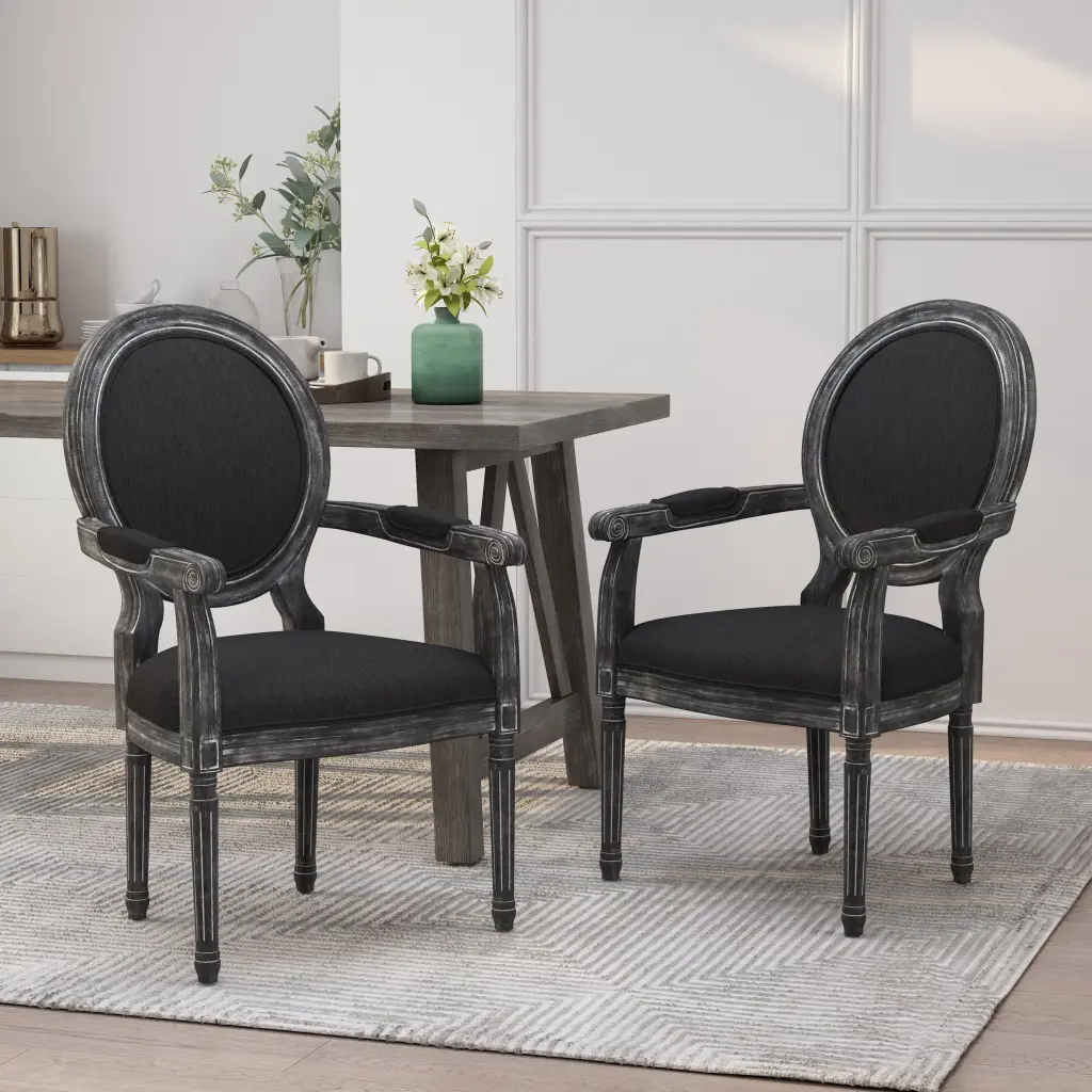 Dining Chair MP2 Set 2 Black Wood Material nh-cloudhouse