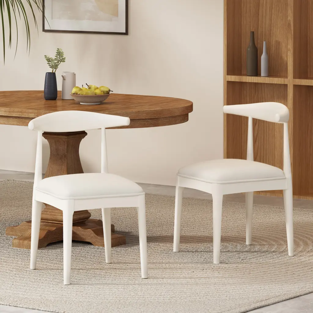 Dining Chair Set 2 White Material nh-inmax