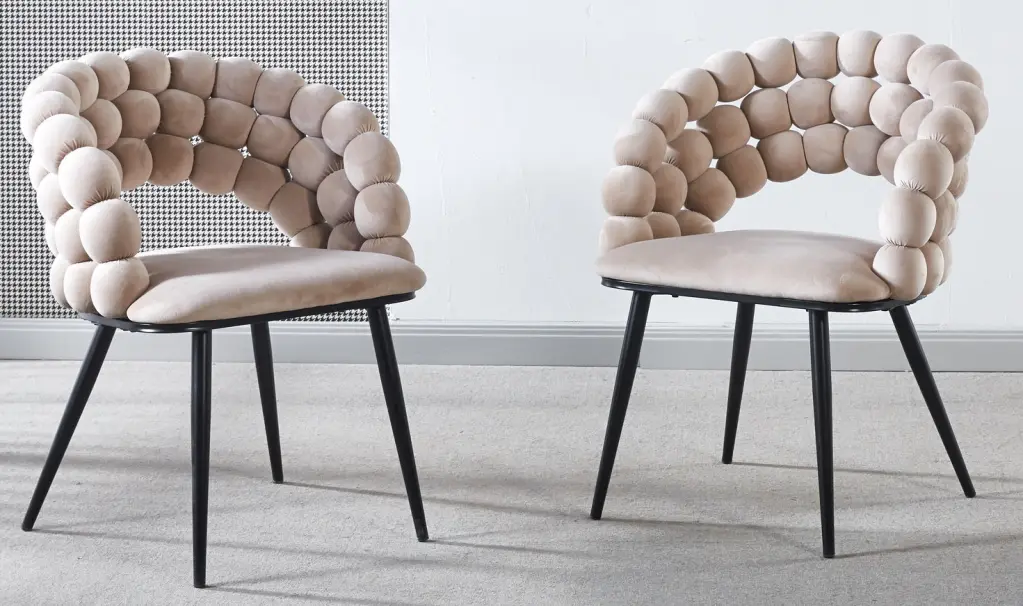 White Modern Chair Set 2 Precious Metal Hue Ferrous Metal Tube Legs rnb