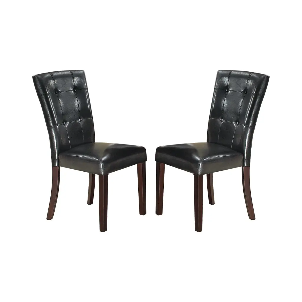 Faux Hide Upholstered Dining Chair Black Set 2 Solid Black Dining Chairs simple relax