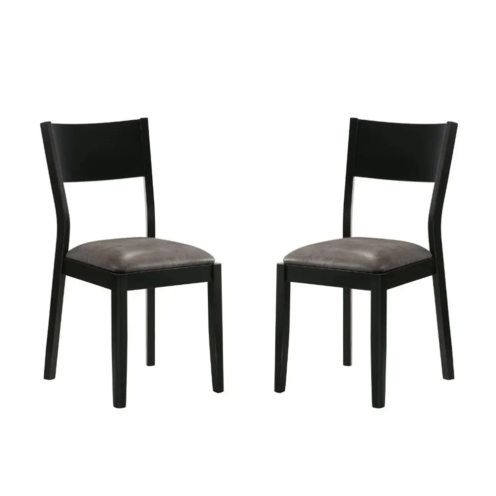 Set 2 Padded Dining Chairs Black and Gray Finish simple relax