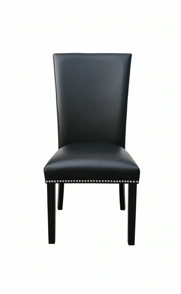 Camila Dining Chair Set 2 Black Black Faux Hide Modern Chairs steve silver furniture