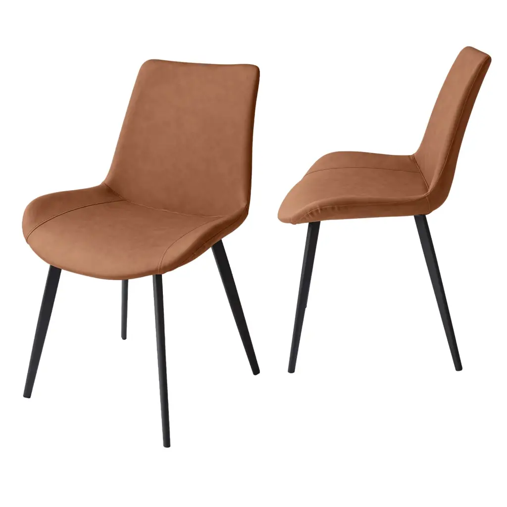 2 Pcs Faux Hide Dining Chairs Mid Century Modern Leisure Upholstered Seating t2879