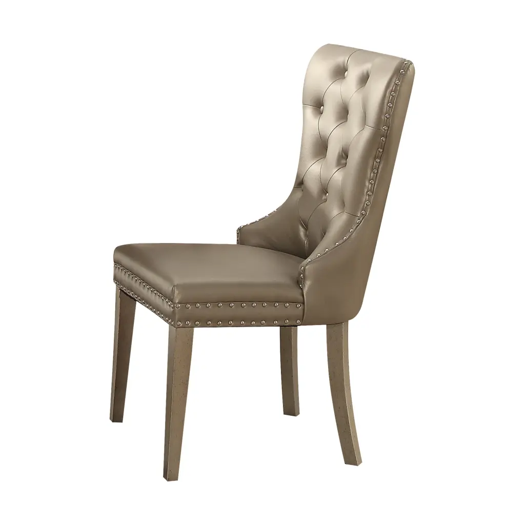 Kacela Champagne Synthetic Leather Side Chair Set Champagne Finish urban nest