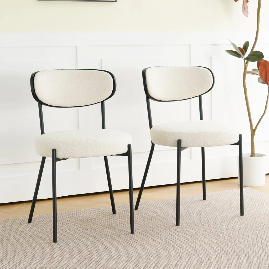 Boucle Modern Kitchen Dining Chair Bentwood Ash Veneer Cover youngmagic