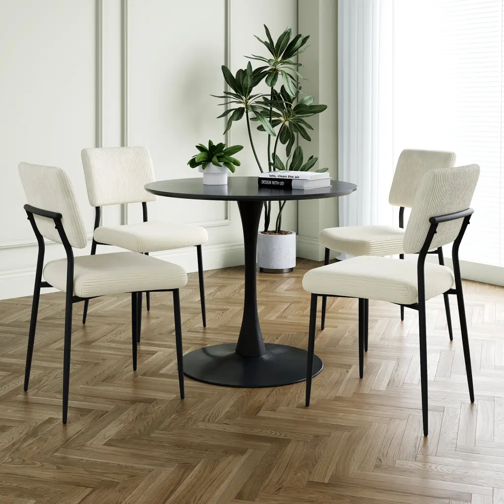 Modern Beige Effortless Velvet Dining Chair Upholstered Chair Family youngmagic