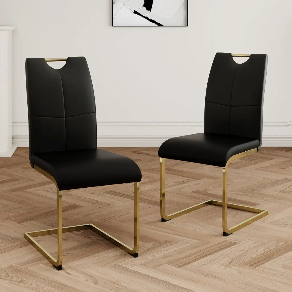 Modern Dining Chairs Faux Hide Padded Seat Dining Living Room Comfortable Set youngmagic