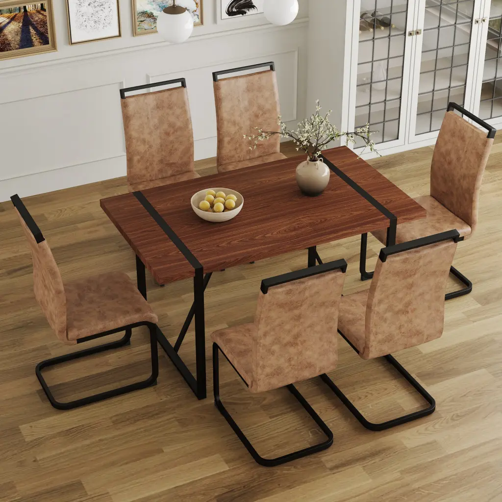 Table and Chair Set Minimalist Retro Rectangular Dining Table Chairs droom w-1151