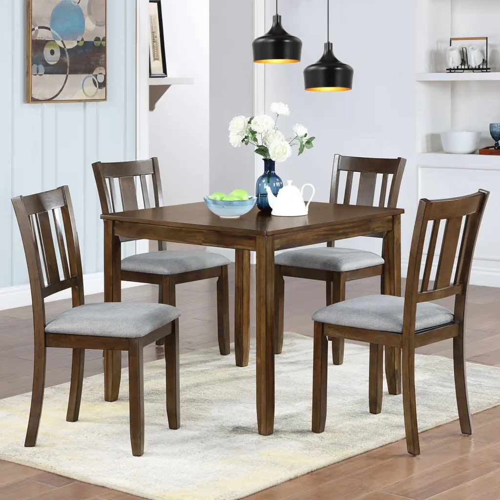 5 Piece Modern Dining Set Square Timberen Dining Table 4 Upholstered Chairs fullbarn e-commerce