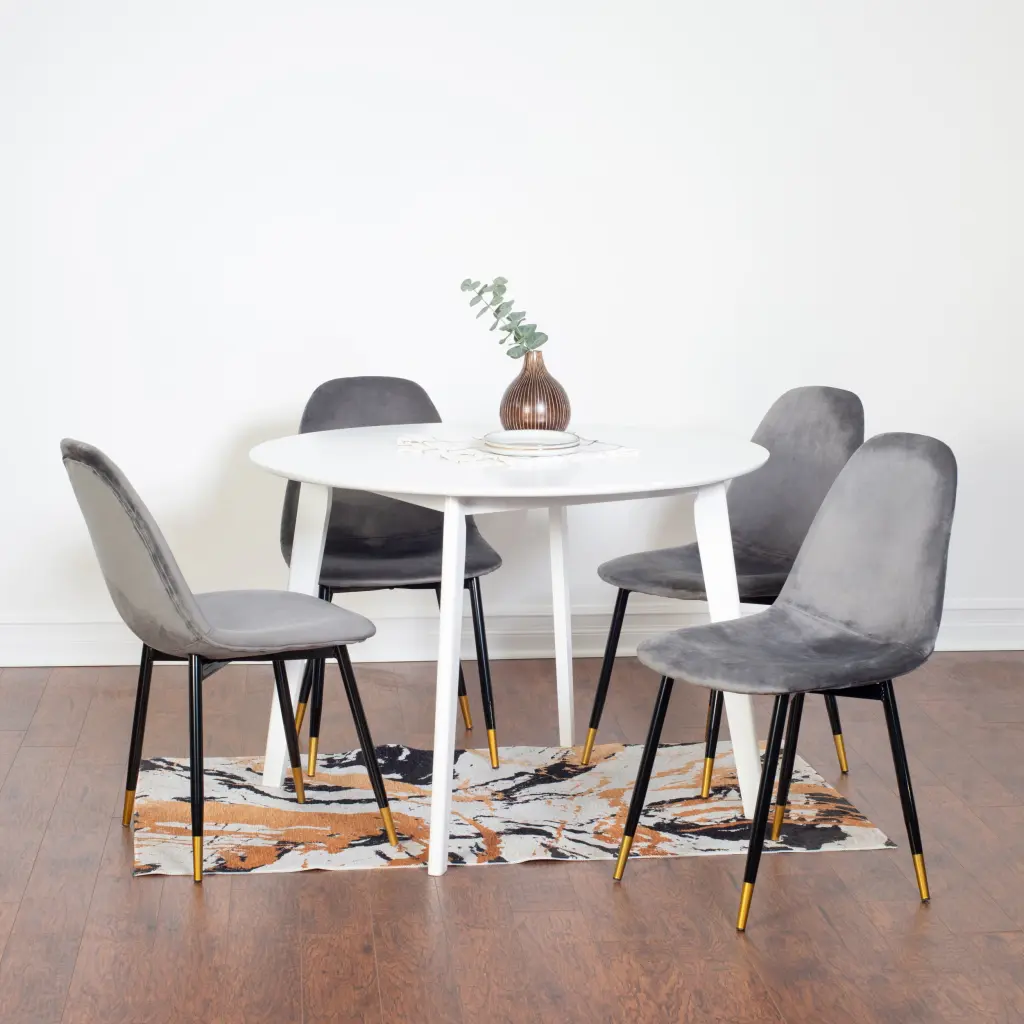 Lassan Contemporary 5 Piece Dining Set White Round Dining Table hz