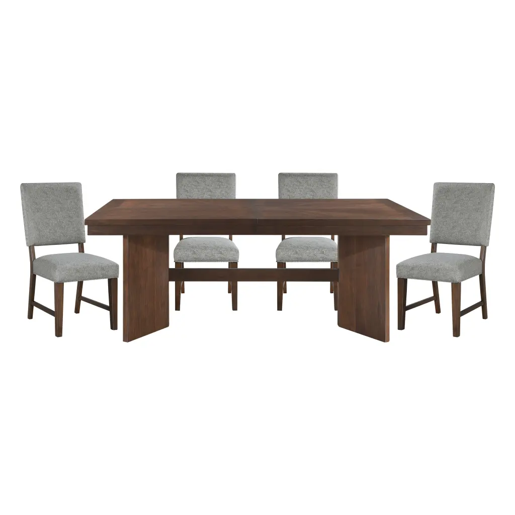 Walnut Finish Modern Dining Set 5 Piece Table Self Storing Extension Leaf kanepe
