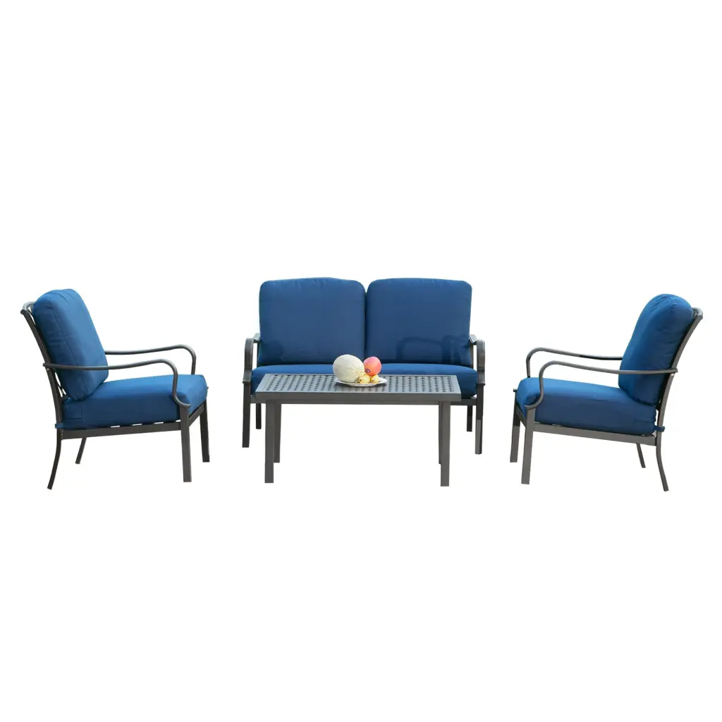 Outdoor 4 Piece Patio Conversation Set Metallic Dining Table and Chairs Garden or Deck crefise patio life