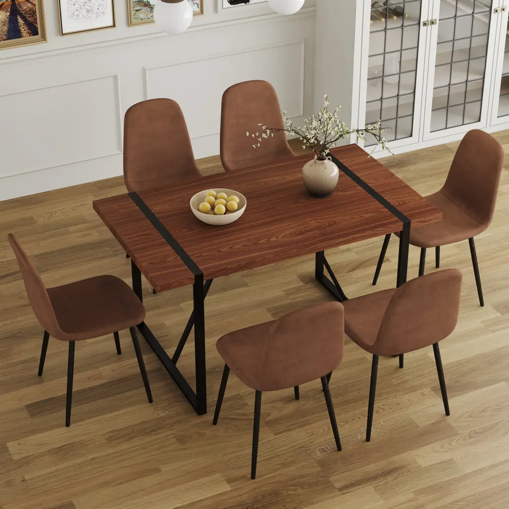 Minimalist Retro Rectangular Dining Table And Chair Set Modern Kitchen Furniture droom w-1151