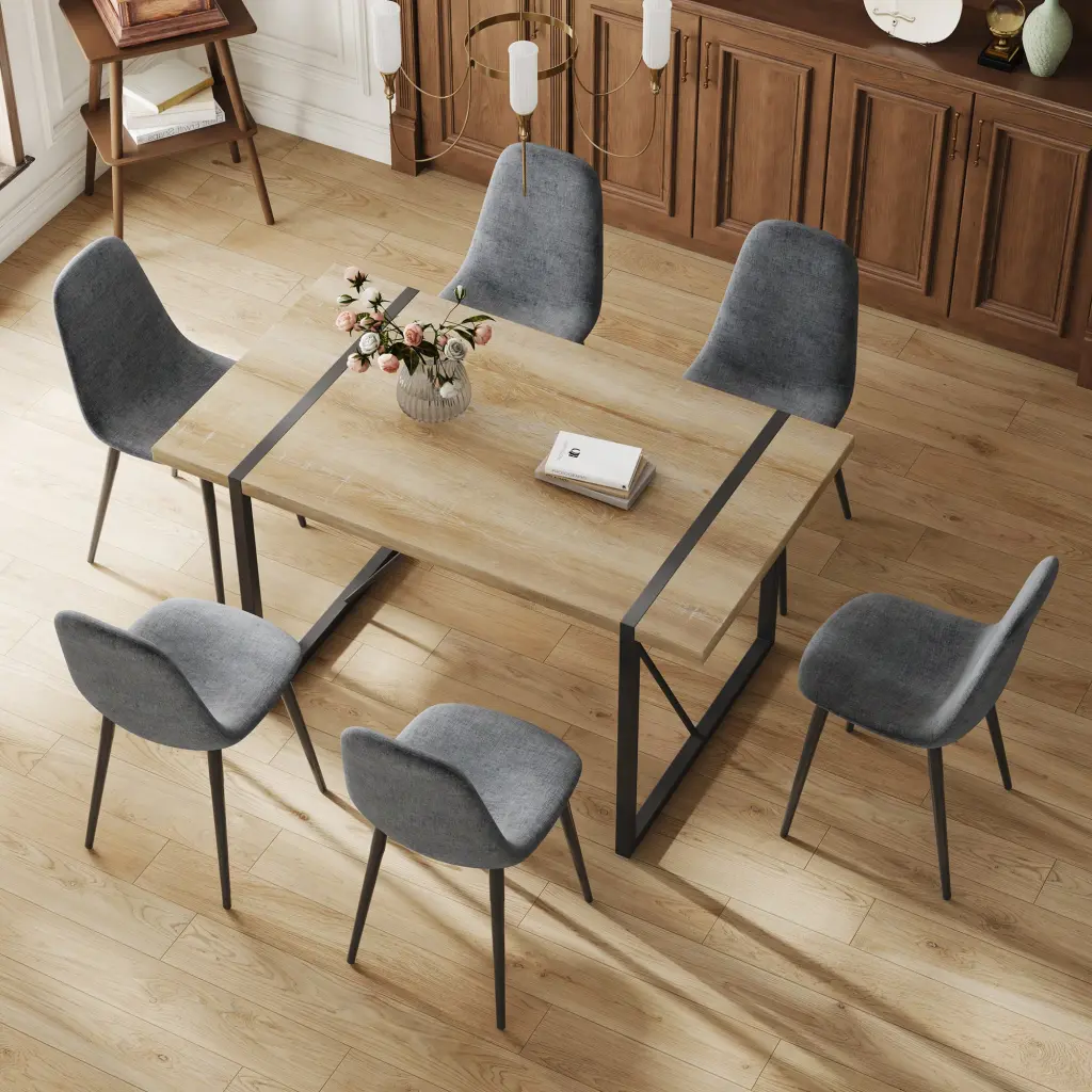 Table And Chair Set Upholstered Side Chairs Modern Medieval Style Dining Set droom w-1151