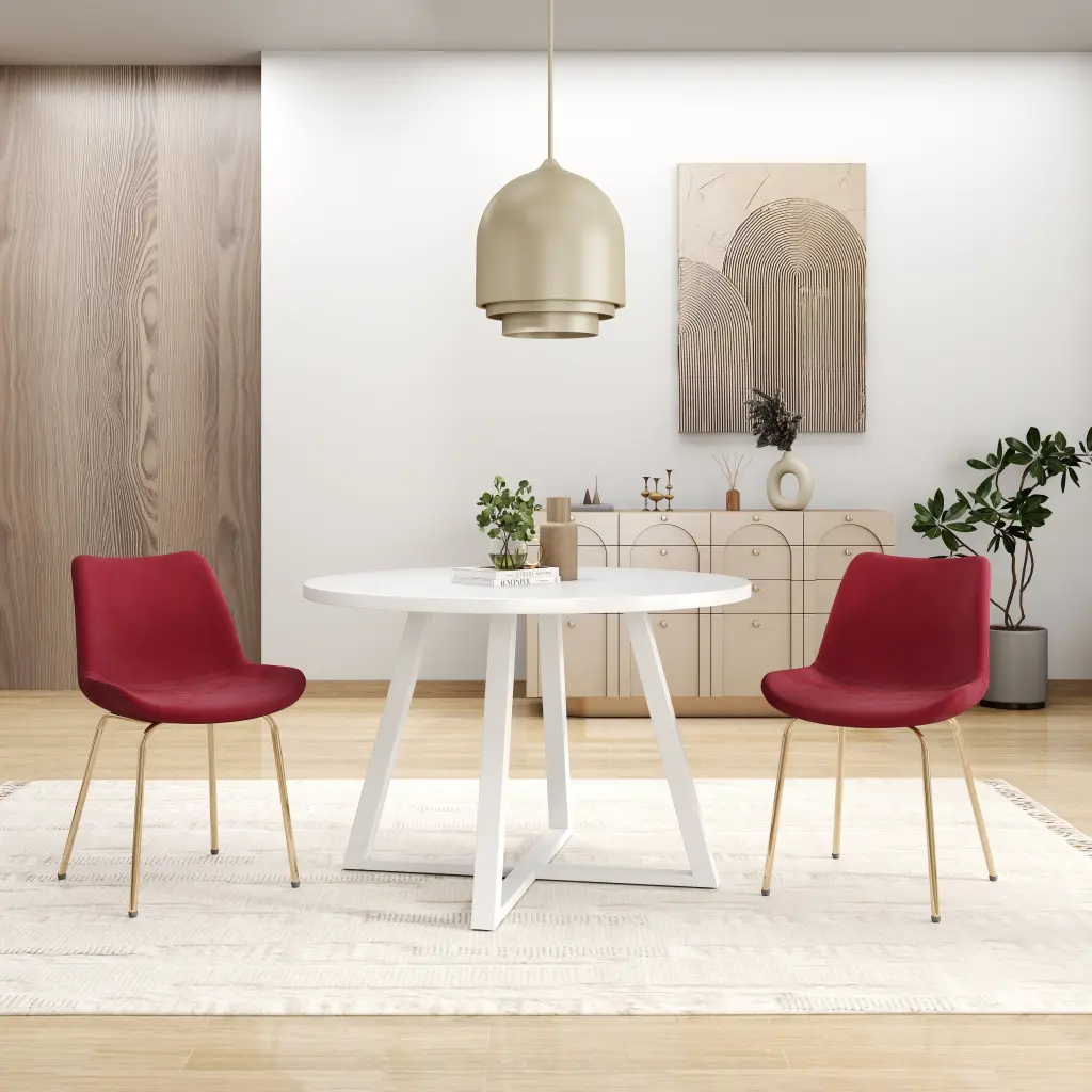 Avant 3 Piece Round Dining Set Trestle Dining Table and 2 Side Chairs hz