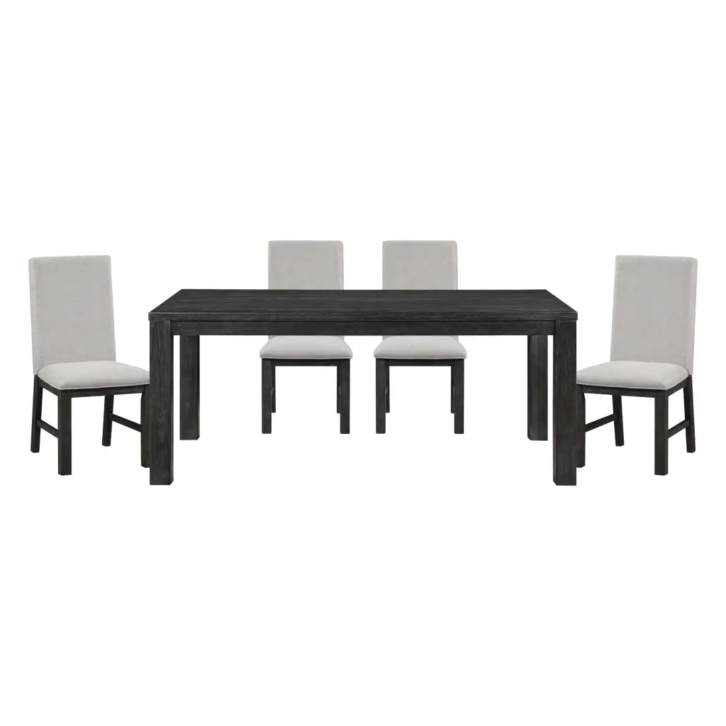 Antique Black Finish Modern Dining 5 Piece Set Rectangular Table And 4 Upholstered Chairs kanepe