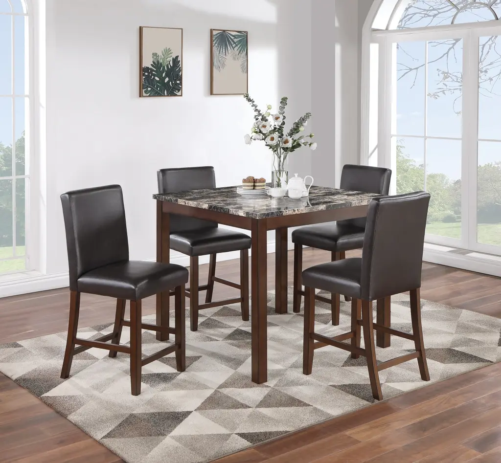 Classic Chic Espresso Finish 5 Piece Counter Height Dining Set Kitchen kanepe