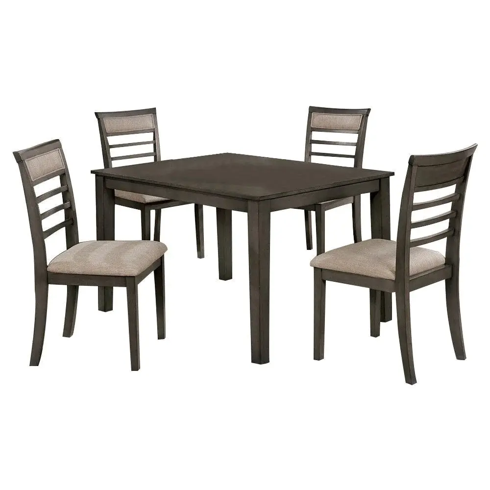 5 Piece Weathered Gray Dining Table Set Solid Timber Chairs kanepe