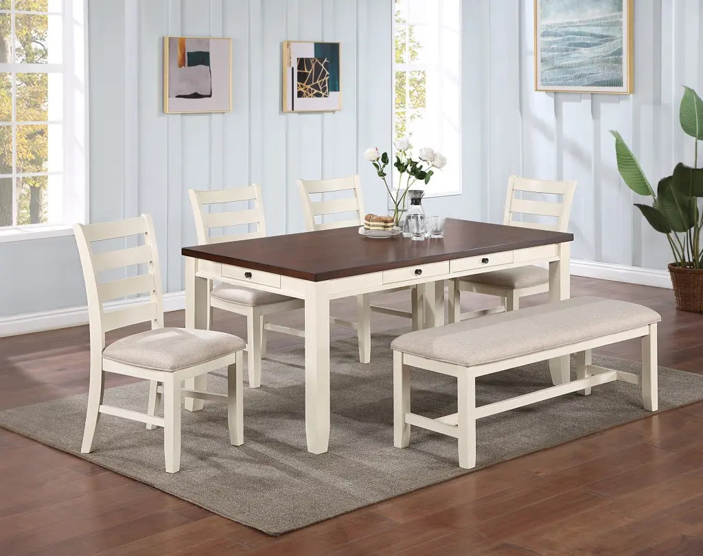 Premium Look 6Pc Dining Set Drawer Dining Table Modern Home Decor kanepe