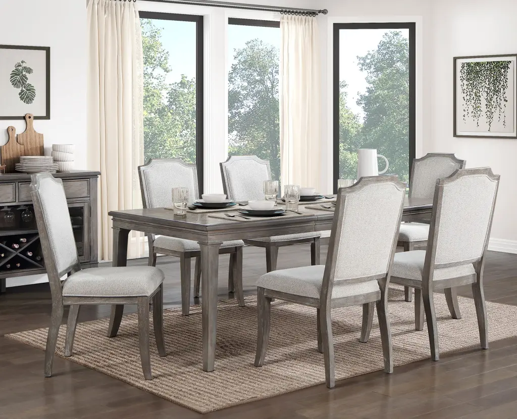 Timeless Kitchen Dining 7Pc Set Extendable Table And 6 Side Chairs Chenille kanepe