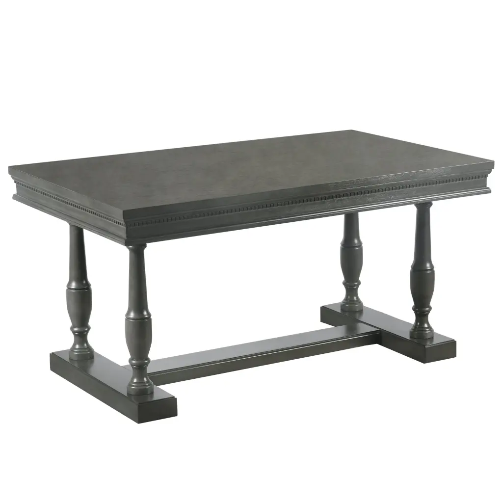 7 Piece Dining Table 4 Trestle Base and 6 Upholstered Chairs Set rnb