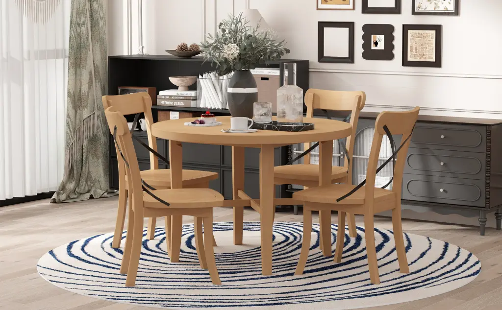 5 Piece Retro Dining Set Round Table and 4 Chairs X Influence trexm