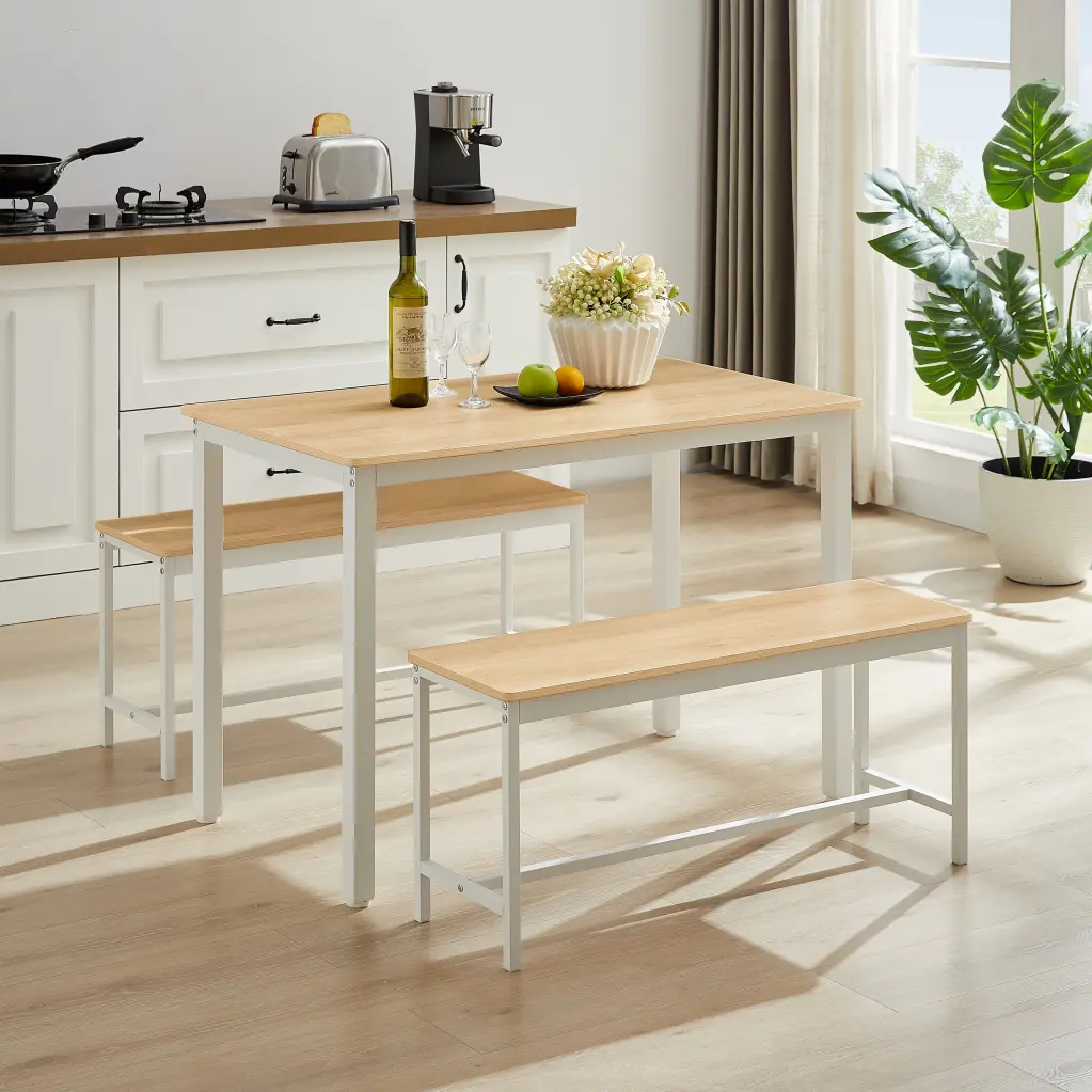 Dining Table Set Bar Table and 2 Dining Benches Kitchen Counter cz store