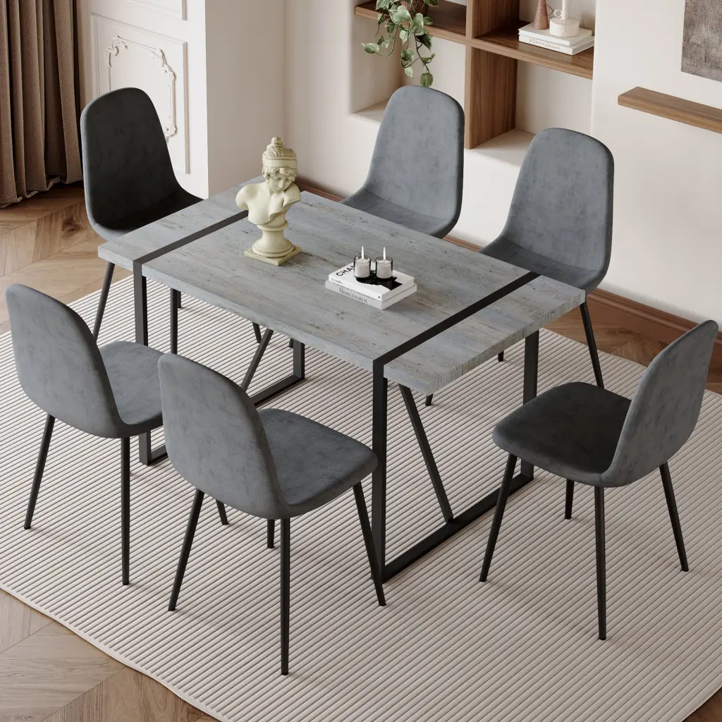 Minimalist Retro Rectangular Dining Table And Chair Set Modern Kitchen Furniture droom w-1151