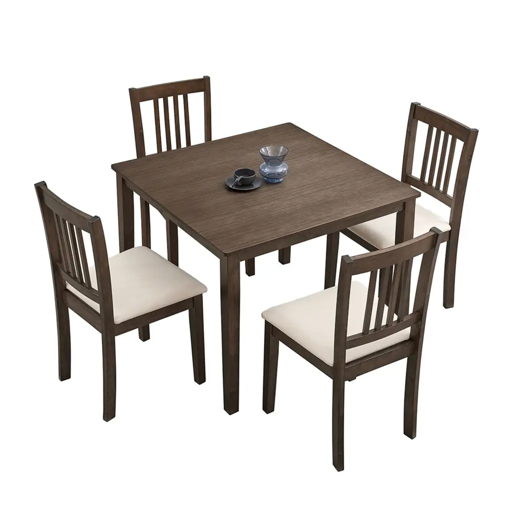 Mid Century Modern Square Wooden Dining Table Set 4 Chairs justone