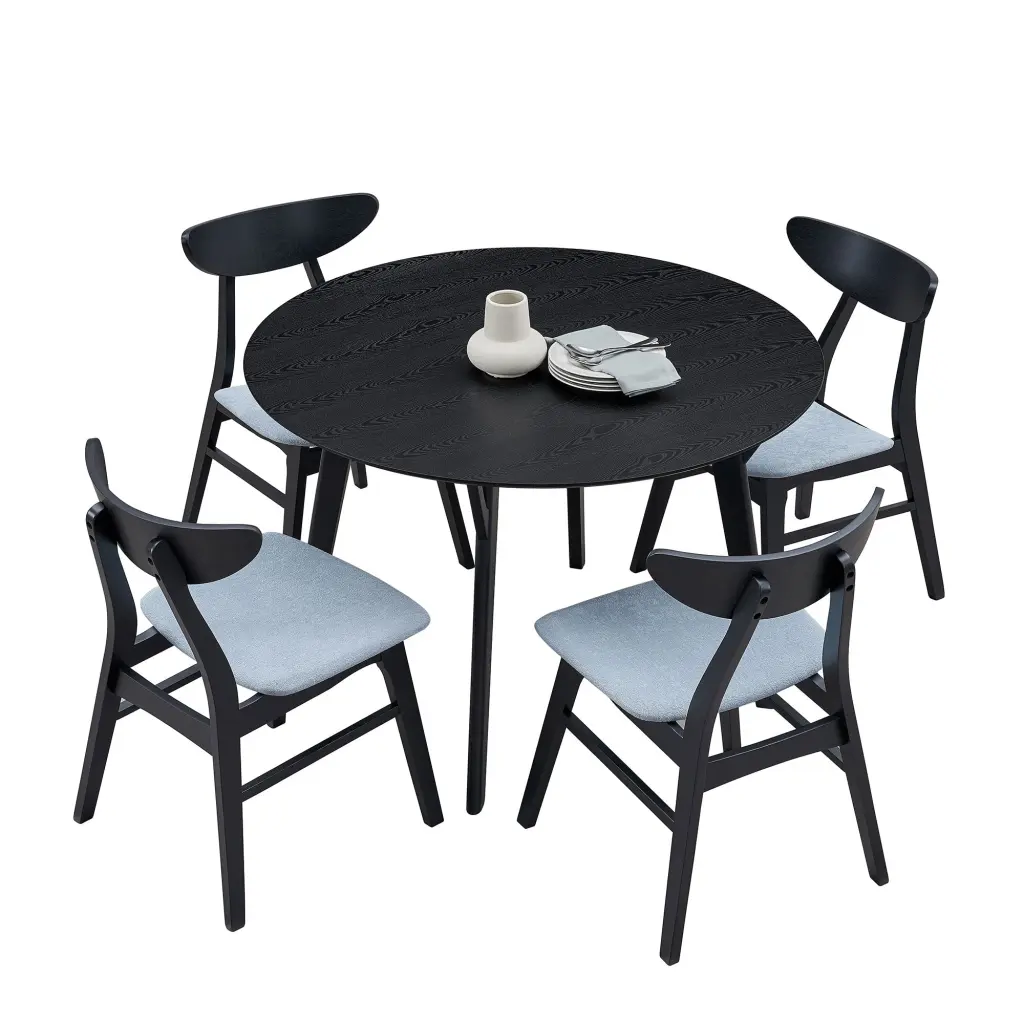 Modern Round Wooden Dining Table Set Effortless Design Kitchen justone