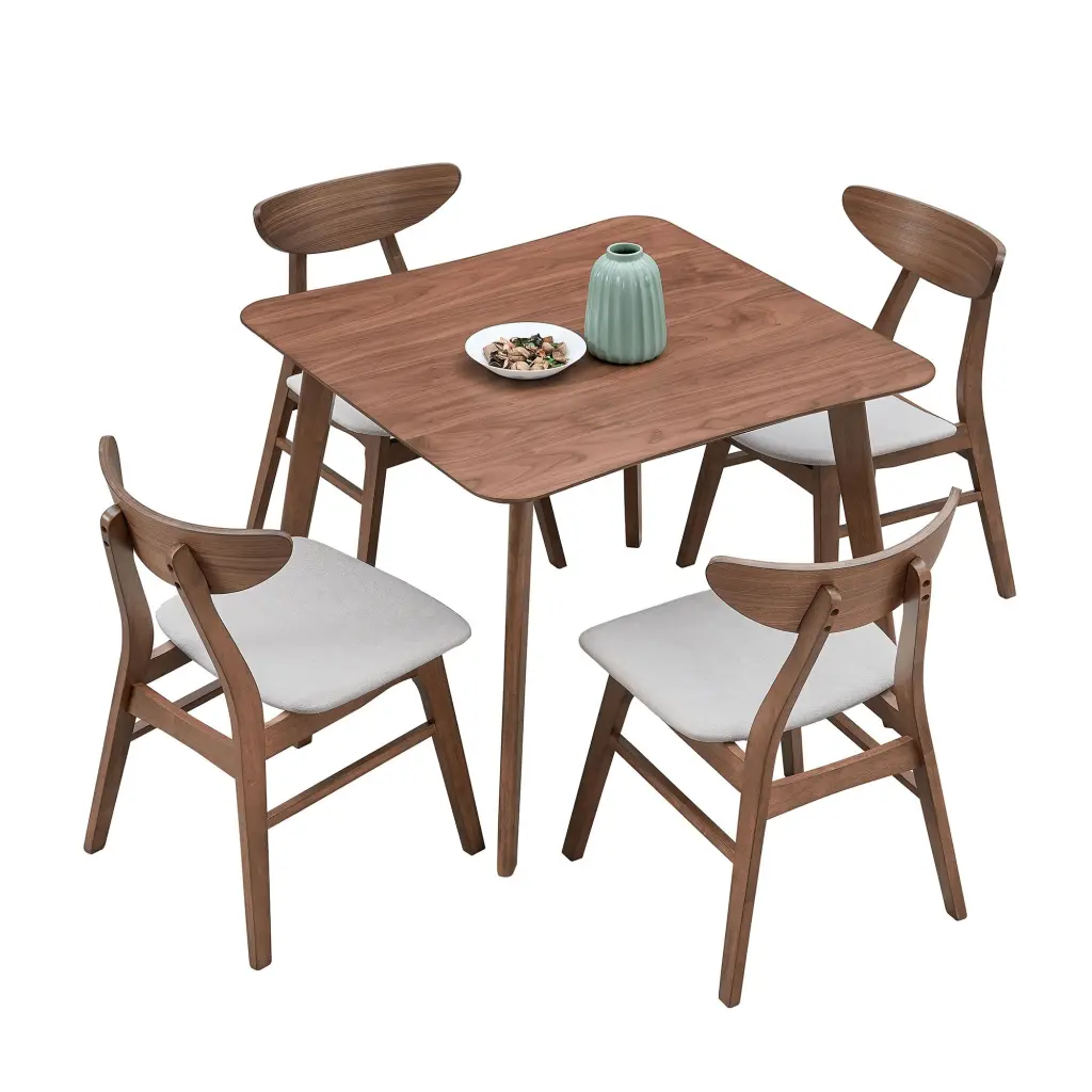 Modern Square Wooden Dining Table Set 4 Chairs - Effortless Design Kitchen justone