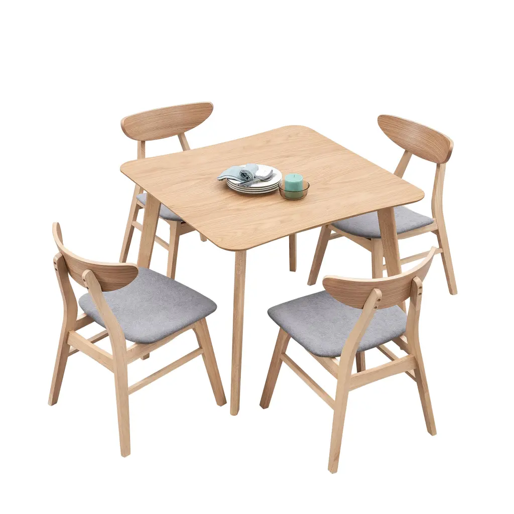 Wooden Dining Table Set 4 Chairs Modern Effortless Design Square Table justone