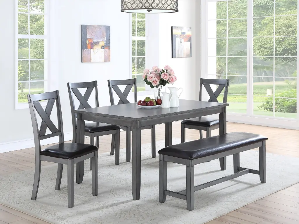 Casual Modern 6 Piece Dining Table Set 4 Side Chairs kanepe