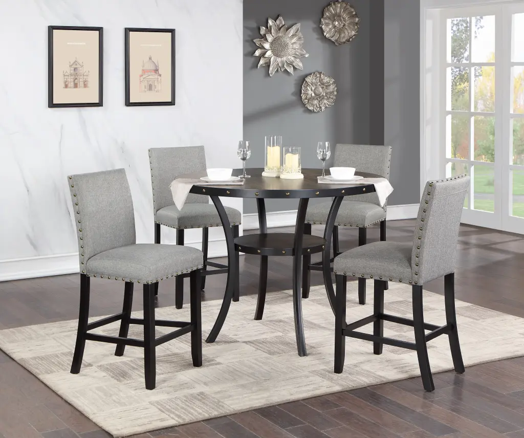 Dining Room Furniture Natural Wooden Round Dining Table 4 High Chairs Set kanepe